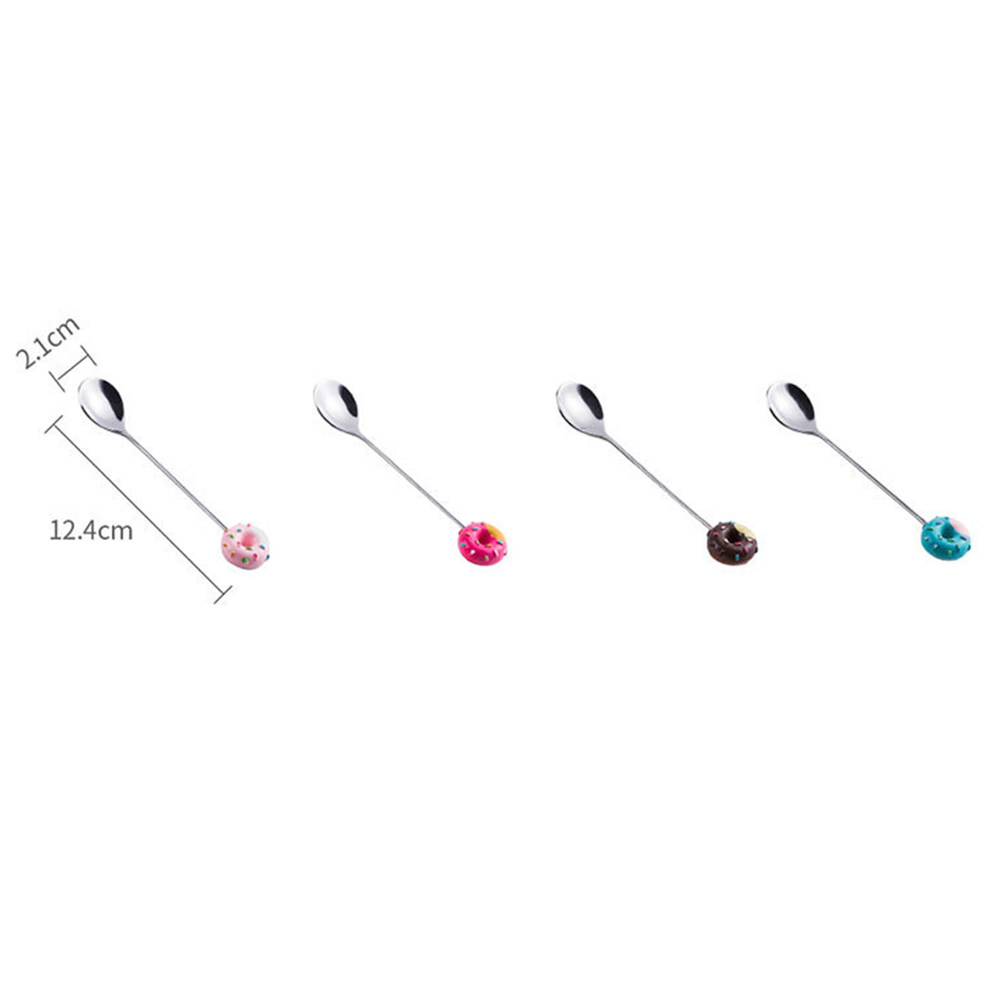 Coffee Jelly Tea - 4Pcs Sweet Doughnut Pattern Dessert Spoon