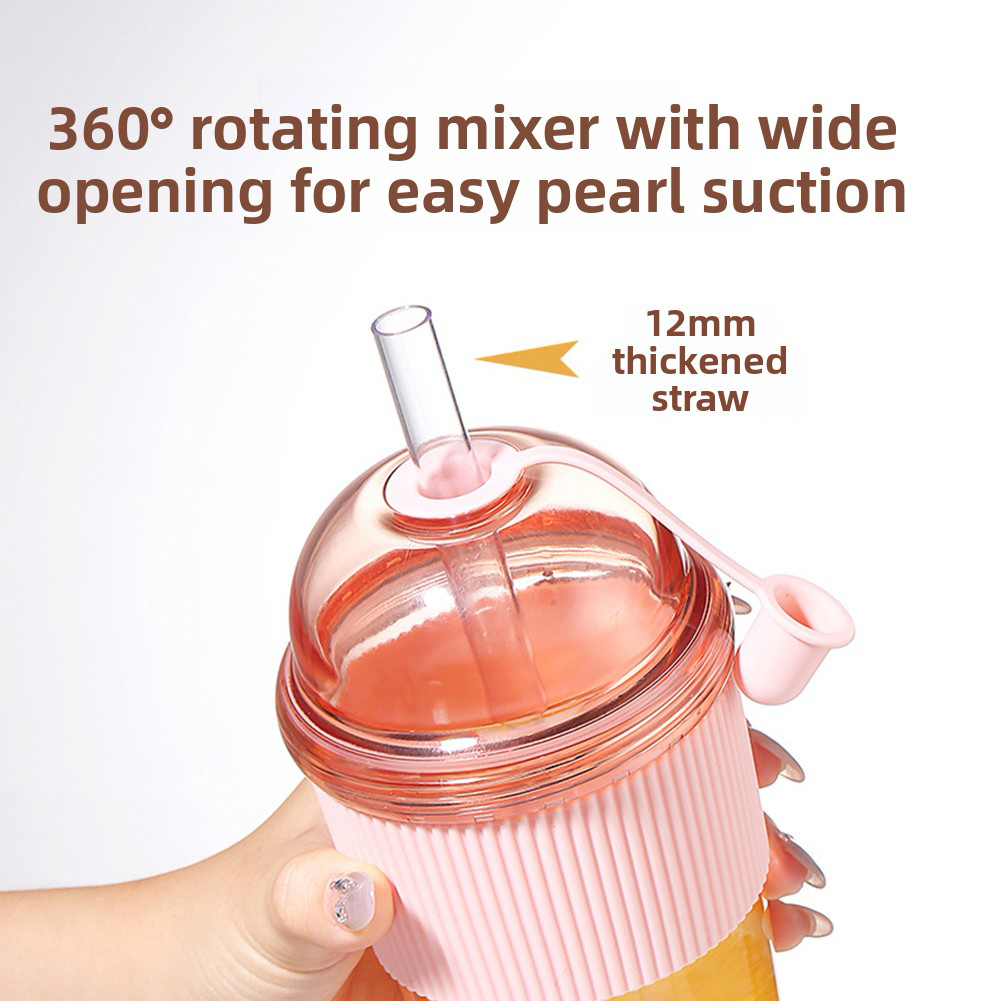 630ml Milk Tea Cup with Straw, - Coffee Jelly Tea ulasan dan harga