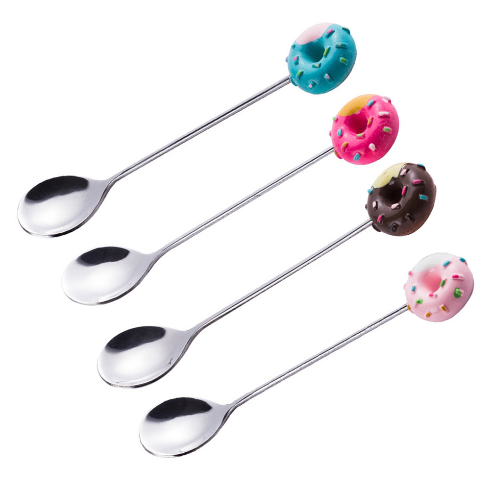 4Pcs Sweet Doughnut Pattern De - Coffee Jelly Tea ulasan dan harga