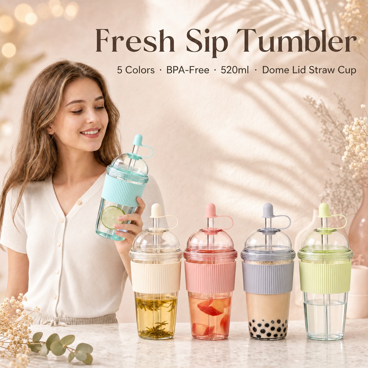 1pc 520ml Portable Flip Straw  - Coffee Jelly Tea ulasan dan harga