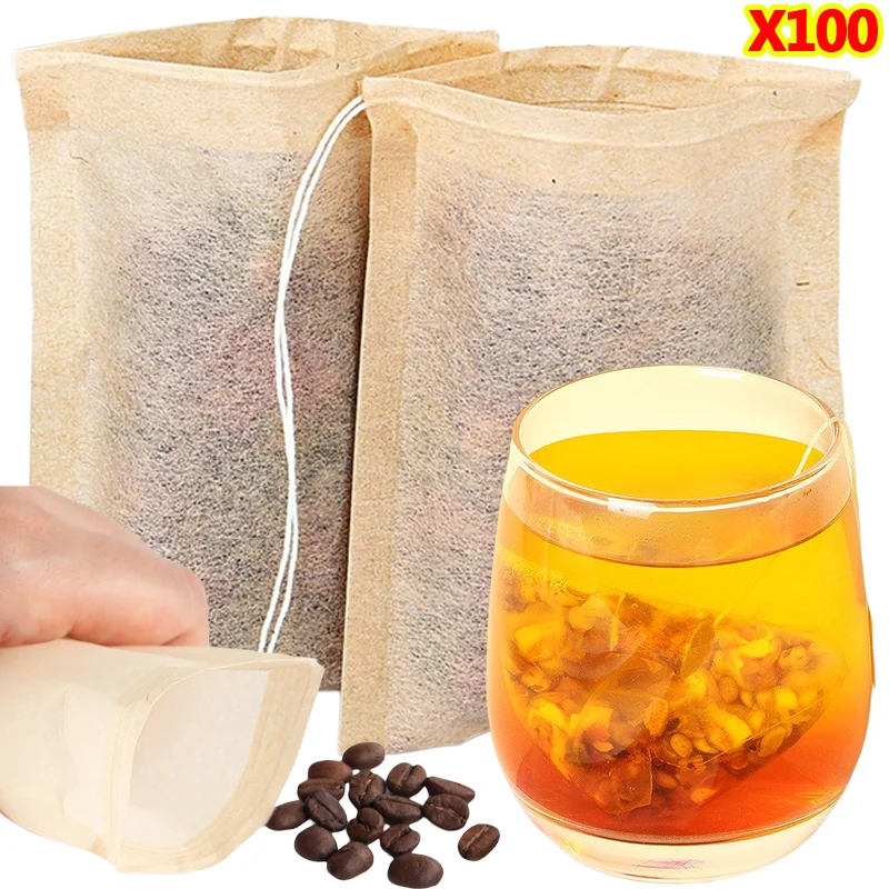 100Pcs Teabags with Drawstring - Coffee Tea Bean Leaf ulasan dan harga