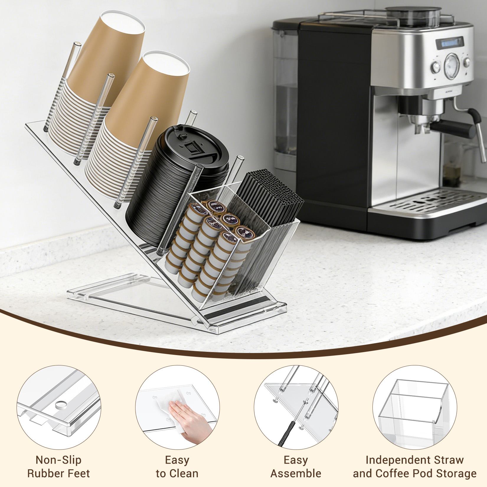 Acrylic Coffee Cup Holder Adju - Coffee Tea Holder ulasan dan harga
