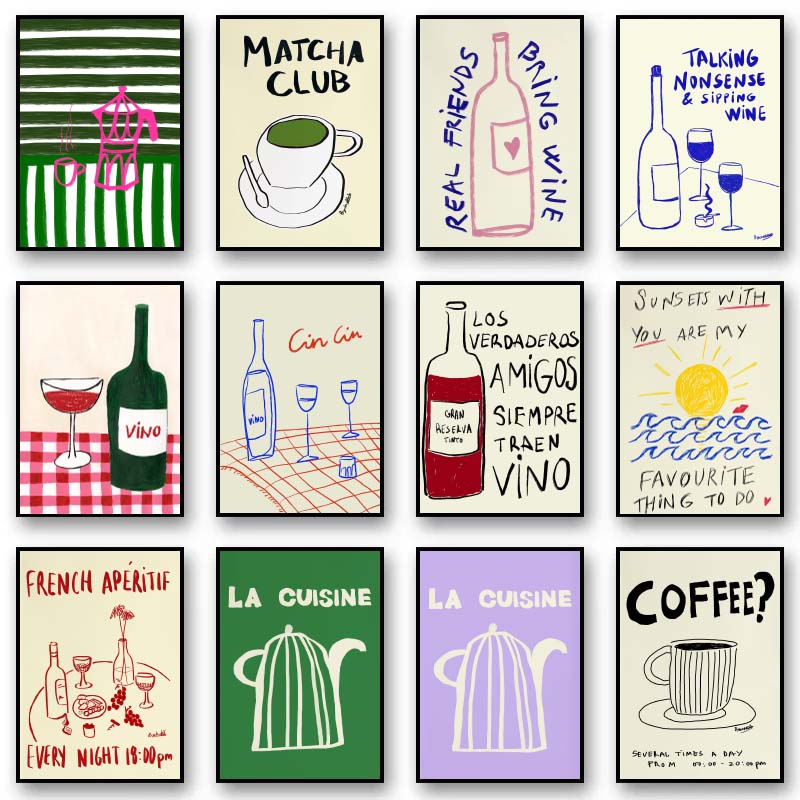 1pc frameless Canvas Painting  - Coffee Tea Drawing ulasan dan harga