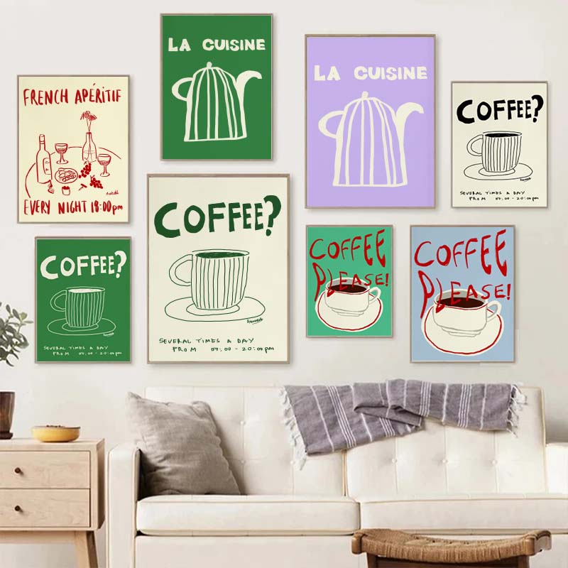 1pc frameless Canvas Painting  - Coffee Tea Drawing ulasan dan harga