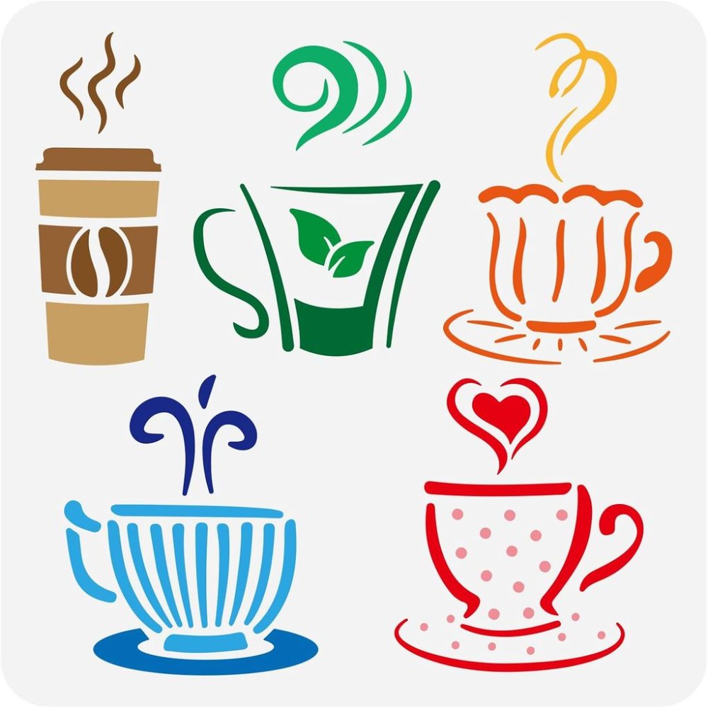 Hot Drinks Stencil for Paintin - Coffee Tea Drawing ulasan dan harga