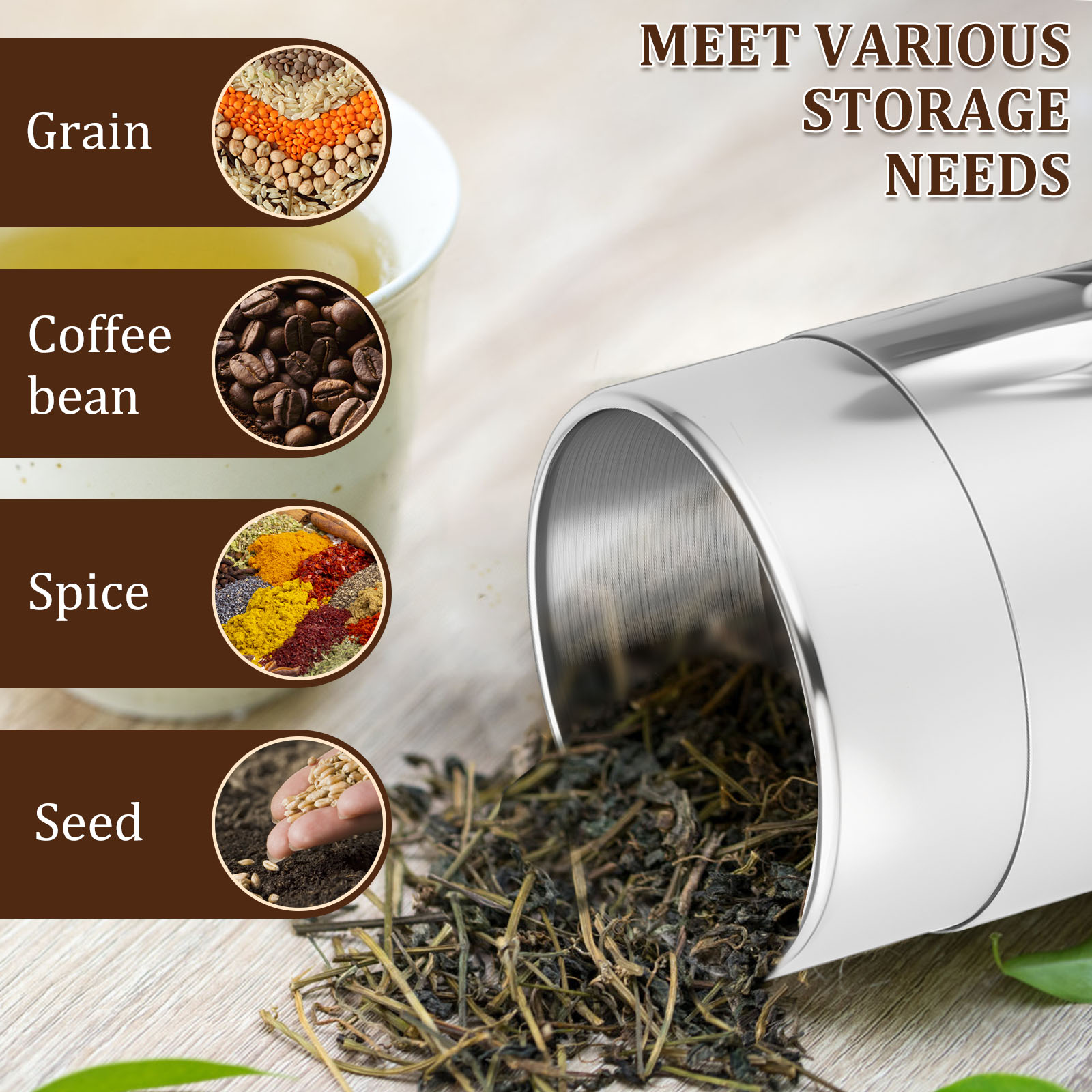 Stainless Steel Tea Leaf Tins  - Coffee Tea Bean Leaf ulasan dan harga