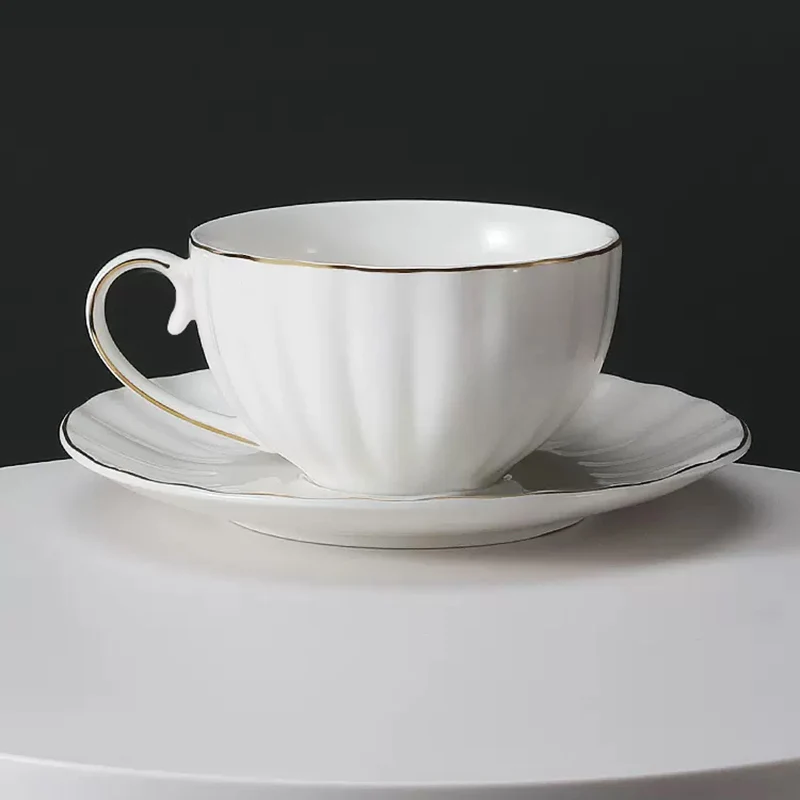 White Ceramic Gold Rimmed Coff - Coffee Tea Latte ulasan dan harga