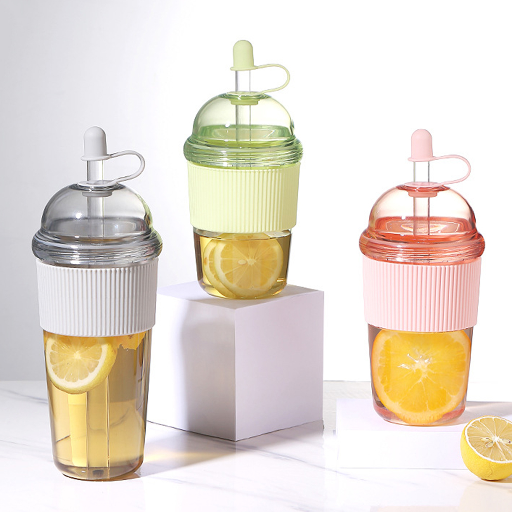 520ml Portable Flip Straw Cup  - Coffee Jelly Tea ulasan dan harga